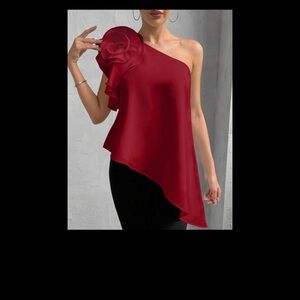 Chic One-Shoulder Red Top